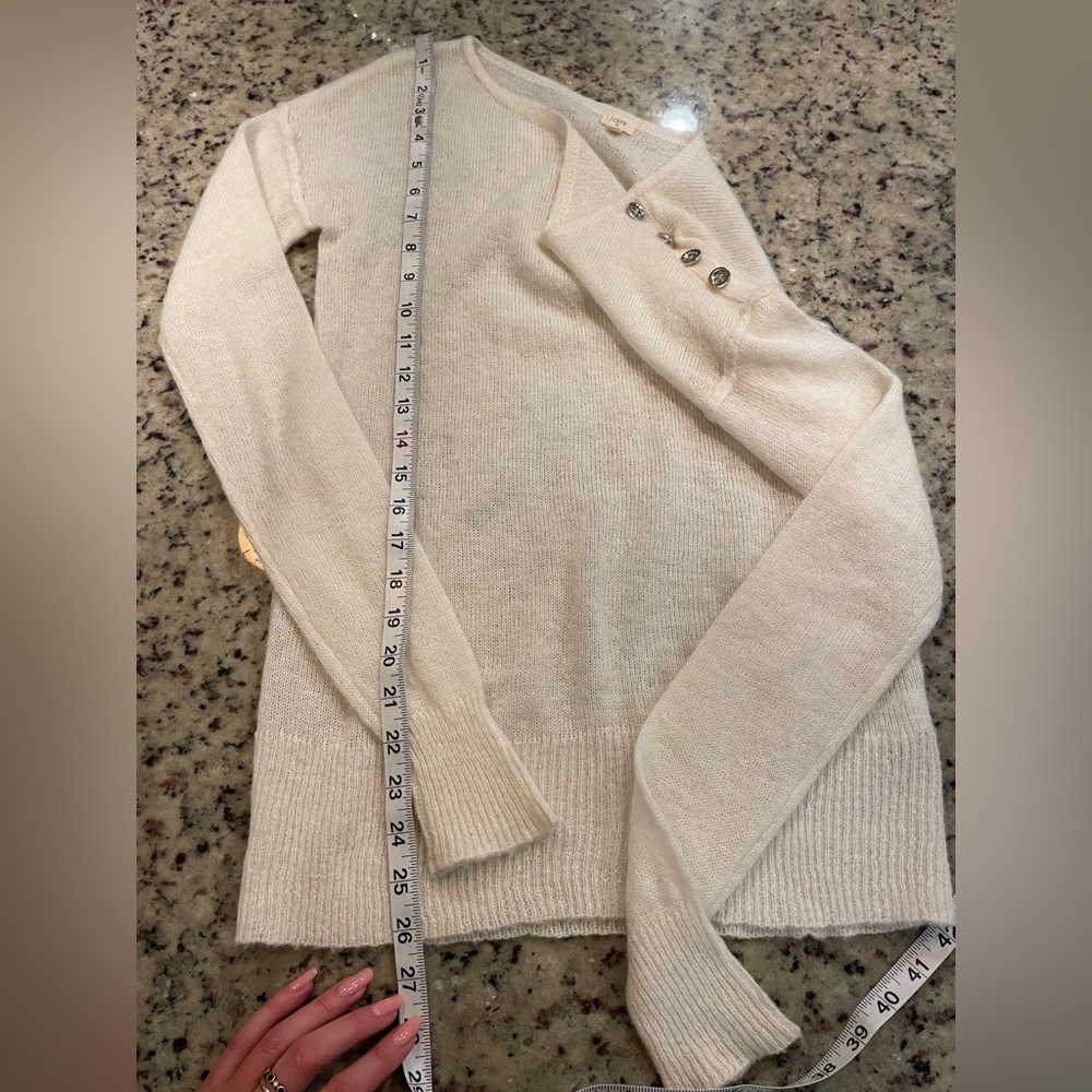 J.Crew Wool and mohair blend Cream Sweater with Button Detail size S - Picture 5 of 7